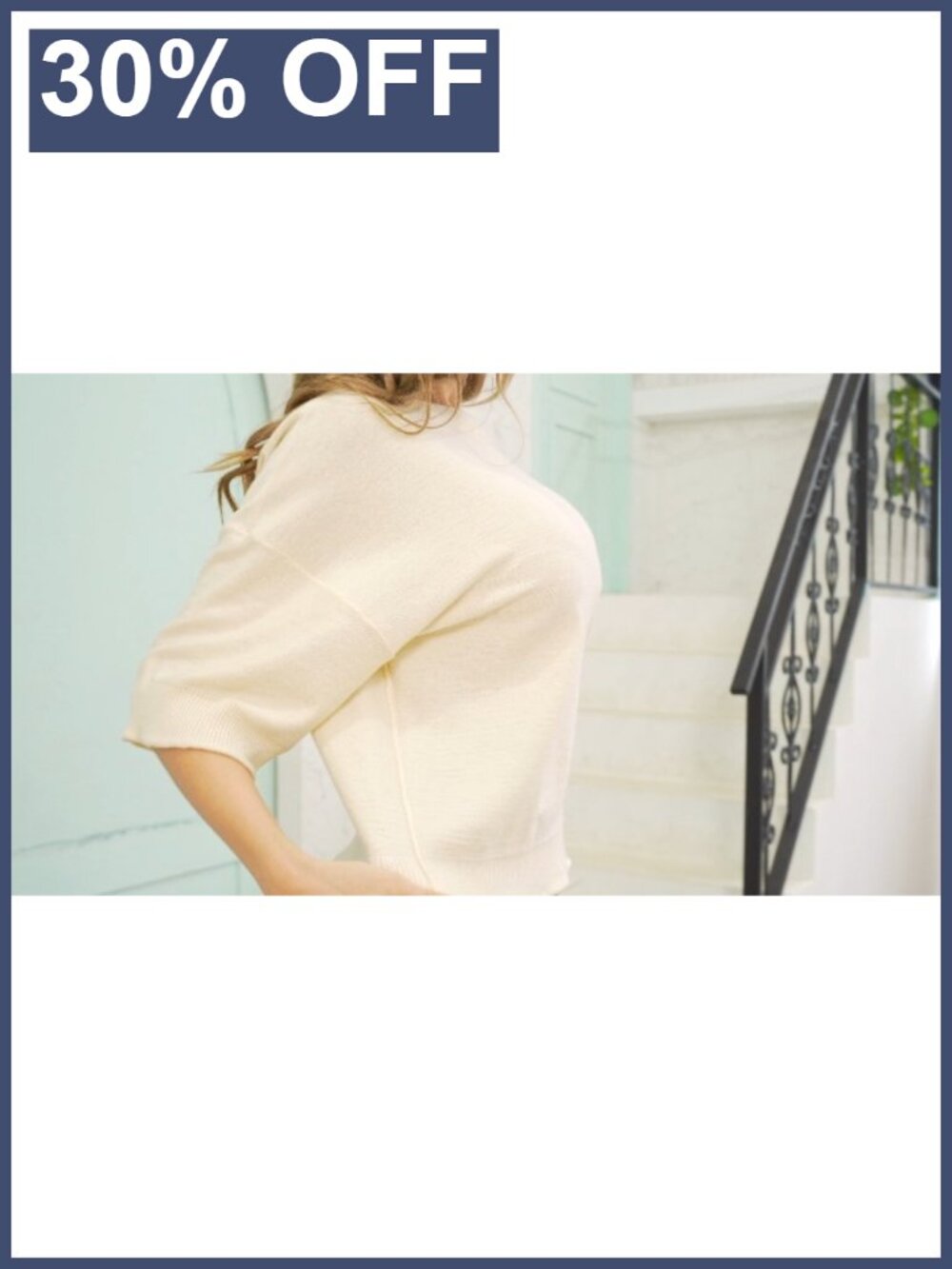 Oversized Cropped Knit Sweater Pullover Crew Neck 3/4 Sleeve Loose Fit Casual - Picture 6 of 6